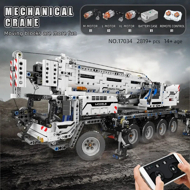 Building Blocks Tech MOC RC Mobile Lifting Crane Truck Bricks Toys 17034 - 7