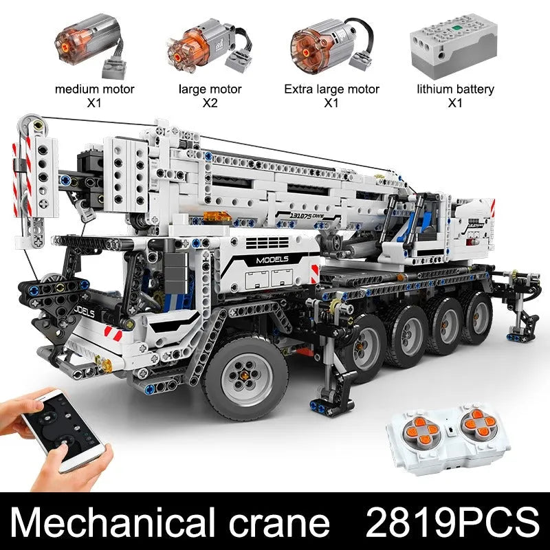 Building Blocks Tech MOC RC Mobile Lifting Crane Truck Bricks Toys 17034 - 2