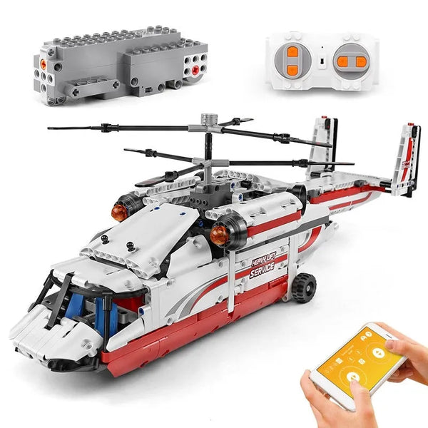 Tech MOC Heavy Lift Helicopter Building Blocks Toy