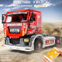 Thumbnail for Building Blocks Tech MOC RC Motorized Heavy Racing Truck Bricks Toy 13152 - 3