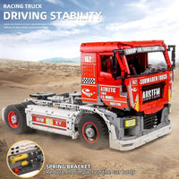 Thumbnail for Building Blocks Tech MOC RC Motorized Heavy Racing Truck Bricks Toy 13152 - 9