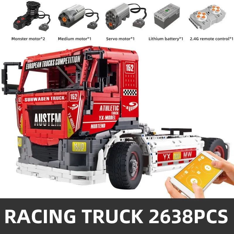 Building Blocks Tech MOC RC Motorized Heavy Racing Truck Bricks Toy 13152 - 1
