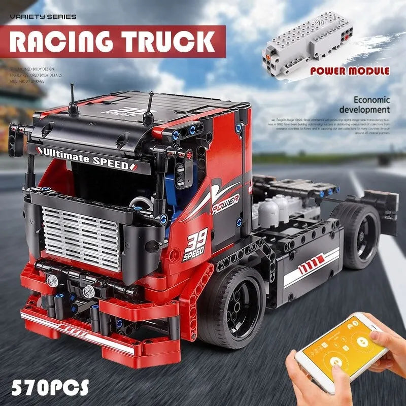 Building Blocks Tech MOC RC Motorized Race Sports Truck Bricks Toys 15002 - 12