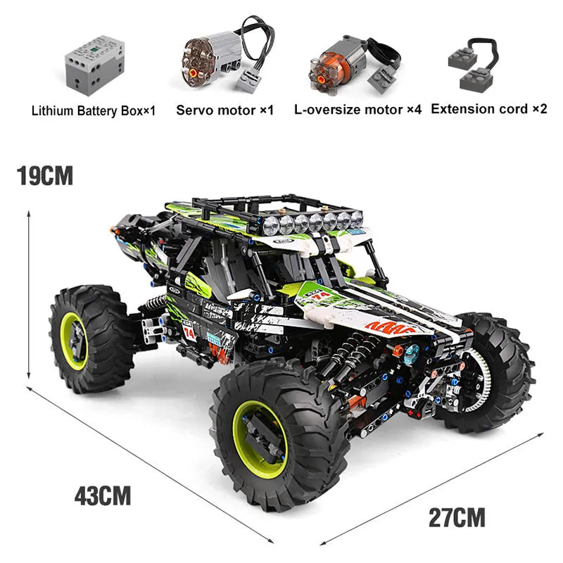 Building Blocks Tech MOC RC Off - Road 4WD Buggy Truck Bricks Toys 18002 - 3