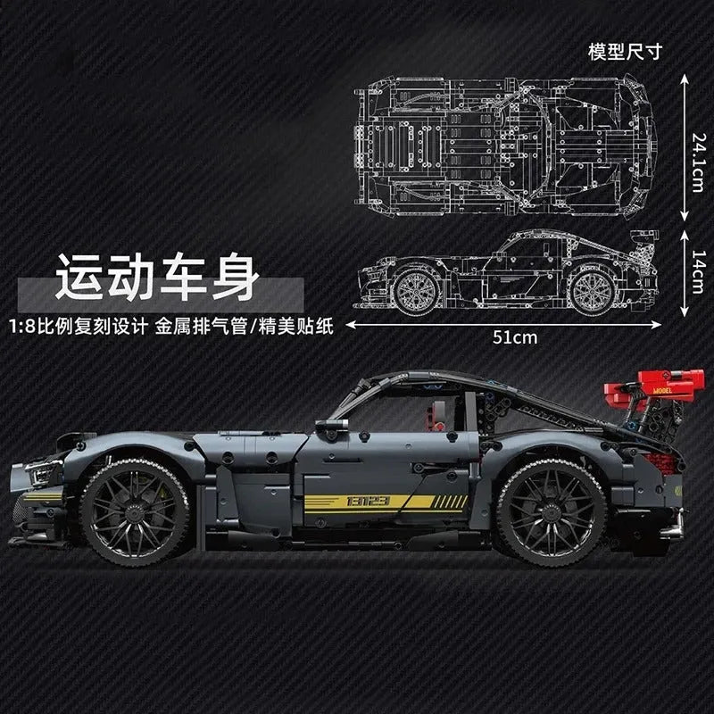 Building Blocks Tech MOC Shadow AMG GTR Roadster Racing Car Bricks Toy 13123 - 4