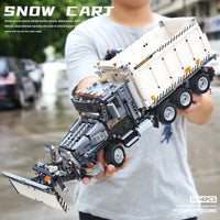 Thumbnail for Building Blocks Tech MOC Snowplow MACK Granite Truck Bricks Toy 13166 - 6