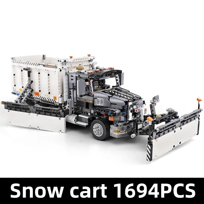 Building Blocks Tech MOC Snowplow MACK Granite Truck Bricks Toy 13166 - 8