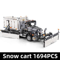 Thumbnail for Building Blocks Tech MOC Snowplow MACK Granite Truck Bricks Toy 13166 - 8