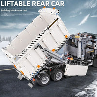 Thumbnail for Building Blocks Tech MOC Snowplow MACK Granite Truck Bricks Toy 13166 - 5