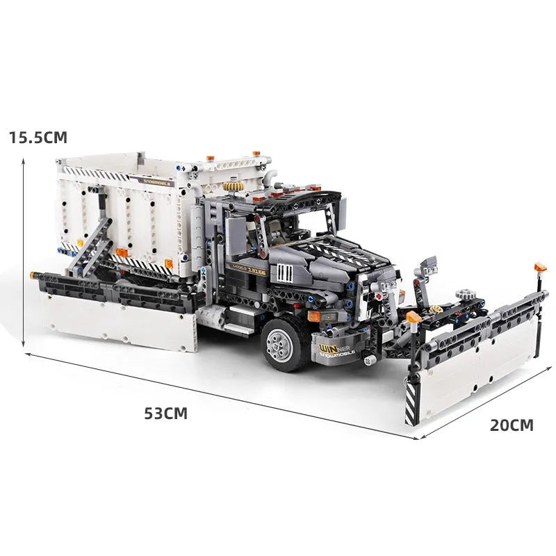 Building Blocks Tech MOC Snowplow MACK Granite Truck Bricks Toy 13166 - 7