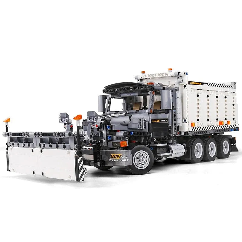 Building Blocks Tech MOC Snowplow MACK Granite Truck Bricks Toy 13166 - 1