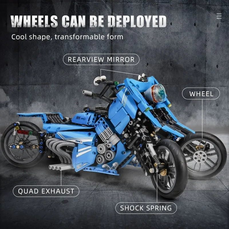 Building Blocks Tech MOC Sport Concept Fly Motorcycle Bricks Toys 23009 - 4