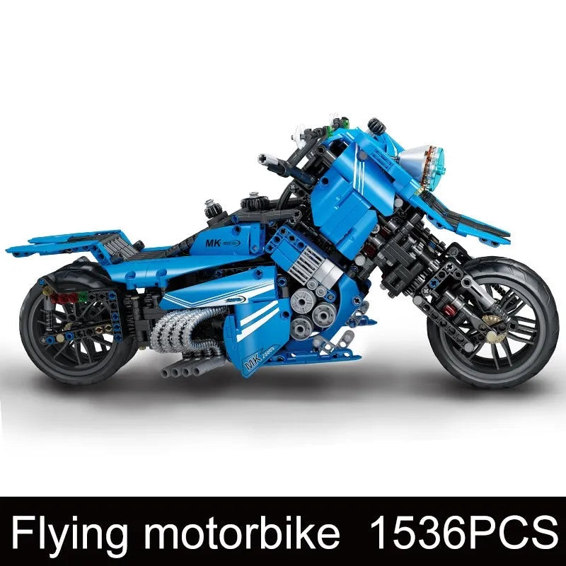 Building Blocks Tech MOC Sport Concept Fly Motorcycle Bricks Toys 23009 - 3