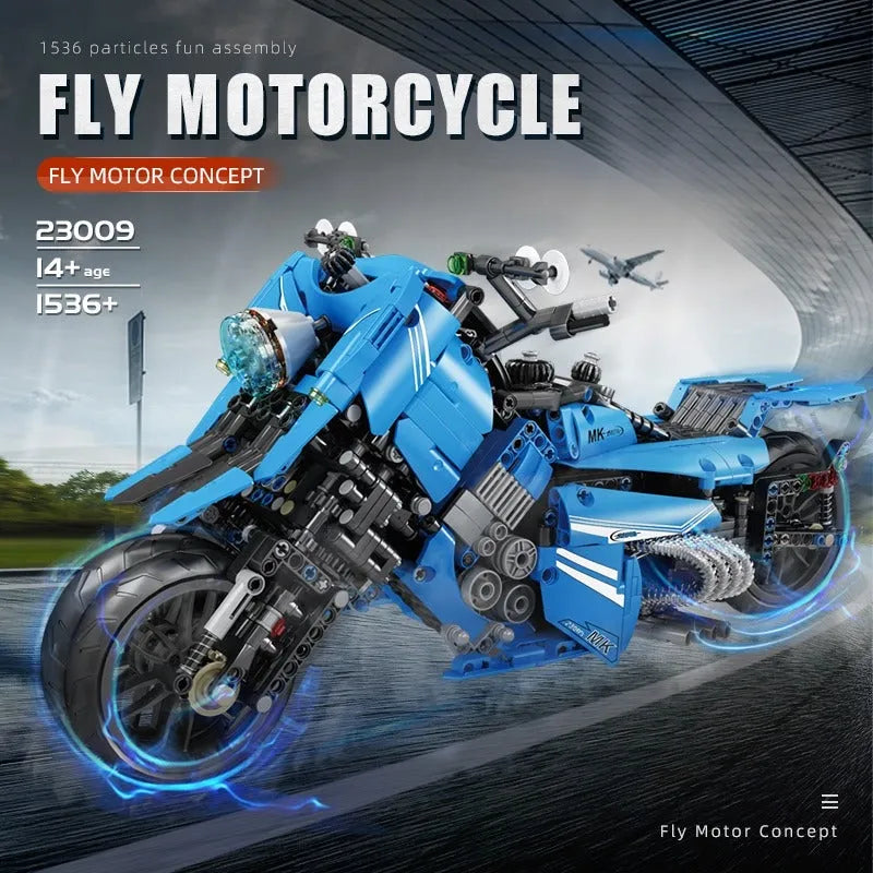 Building Blocks Tech MOC Sport Concept Fly Motorcycle Bricks Toys 23009 - 2