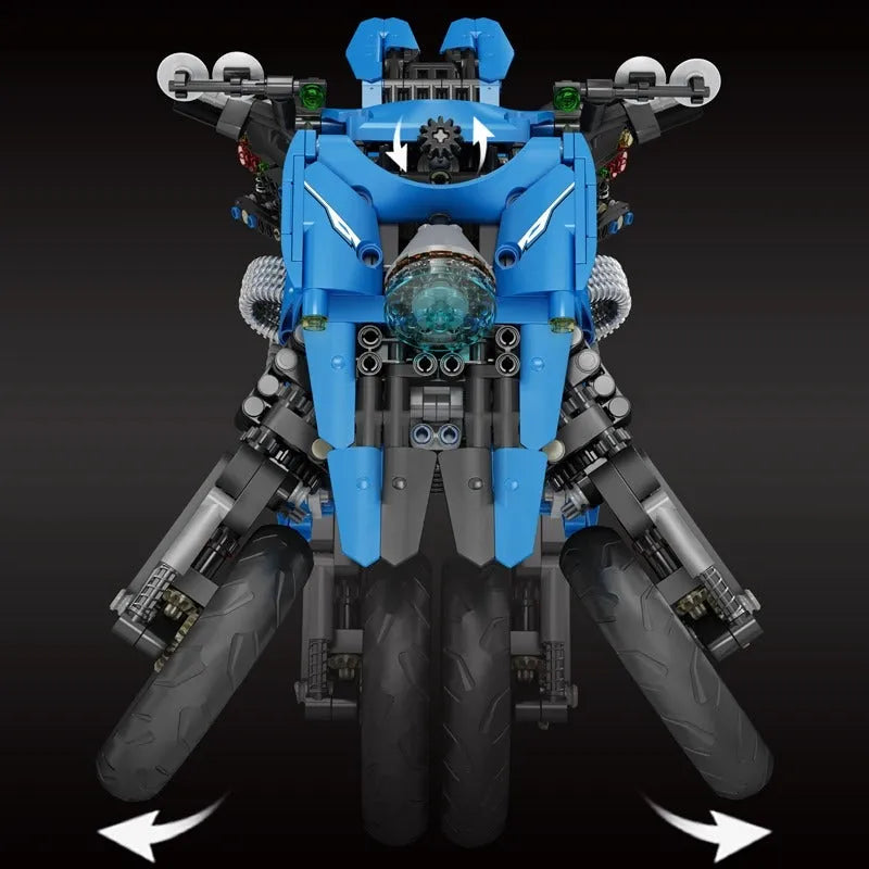 Building Blocks Tech MOC Sport Concept Fly Motorcycle Bricks Toys 23009 - 10