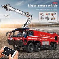 Thumbnail for Building Blocks Tech Motorized RC Pneumatic Airport Rescue Truck Bricks Toy Construction Set Toys - 2