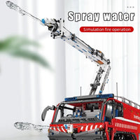 Thumbnail for Building Blocks Tech Motorized RC Pneumatic Airport Rescue Truck Bricks Toy Construction Set Toys - 14