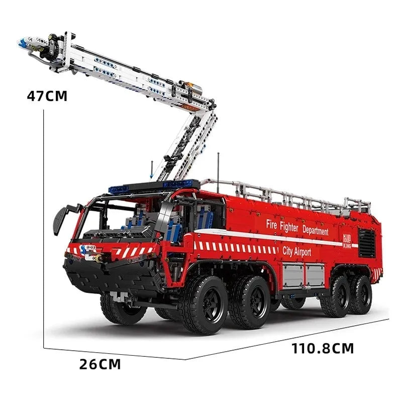 Building Blocks Tech Motorized RC Pneumatic Airport Rescue Truck Bricks Toy Construction Set Toys - 1