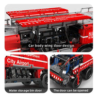 Thumbnail for Building Blocks Tech Motorized RC Pneumatic Airport Rescue Truck Bricks Toy Construction Set Toys - 16