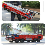 Thumbnail for Building Blocks Tech Motorized RC Pneumatic Airport Rescue Truck Bricks Toy Construction Set Toys - 12