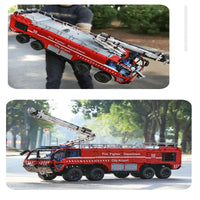Thumbnail for Building Blocks Tech Motorized RC Pneumatic Airport Rescue Truck Bricks Toy - 12
