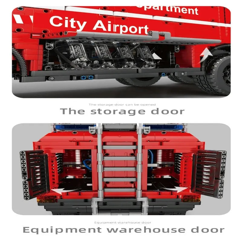 Building Blocks Tech Motorized RC Pneumatic Airport Rescue Truck Bricks Toy Construction Set Toys - 10
