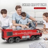Thumbnail for Building Blocks Tech Motorized RC Pneumatic Airport Rescue Truck Bricks Toy Construction Set Toys - 15