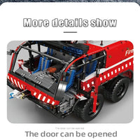 Thumbnail for Building Blocks Tech Motorized RC Pneumatic Airport Rescue Truck Bricks Toy Construction Set Toys - 4