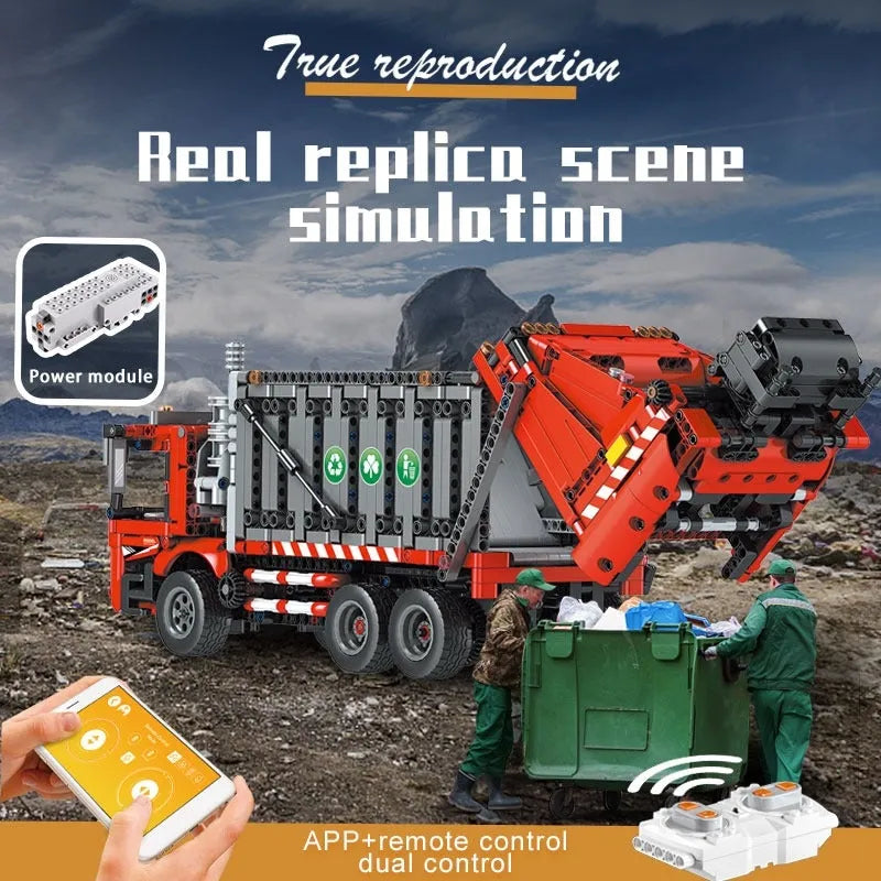 Building Blocks Tech RC APP City Garbage Truck Bricks Toy MOC 15019 - 10