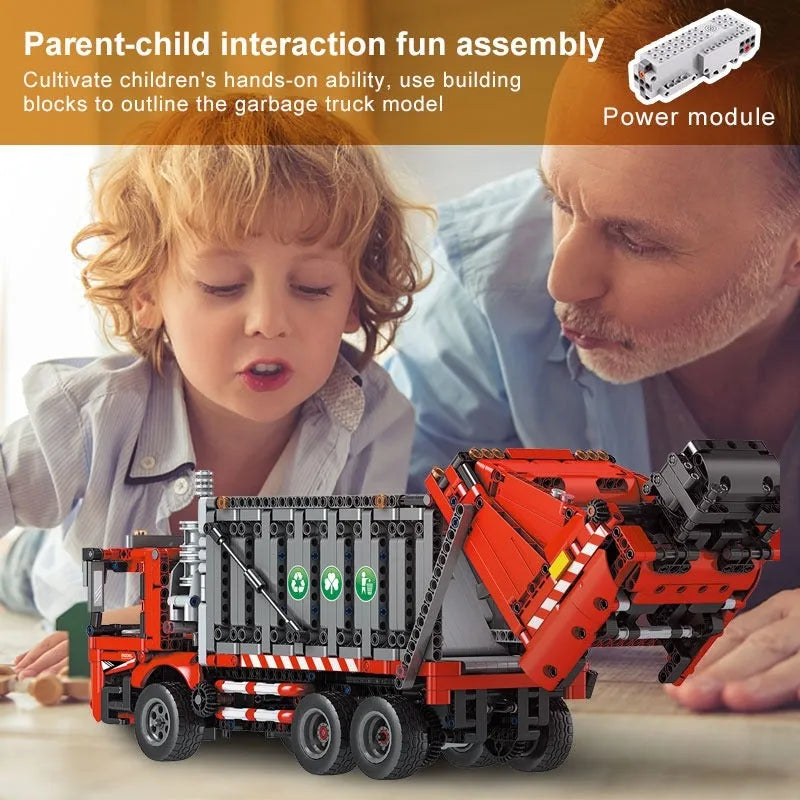 Building Blocks Tech RC APP City Garbage Truck Bricks Toy MOC 15019 Construction Set Toys - 9