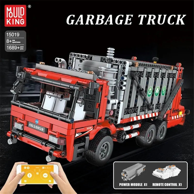 Building Blocks Tech RC APP City Garbage Truck Bricks Toy MOC 15019 - 2