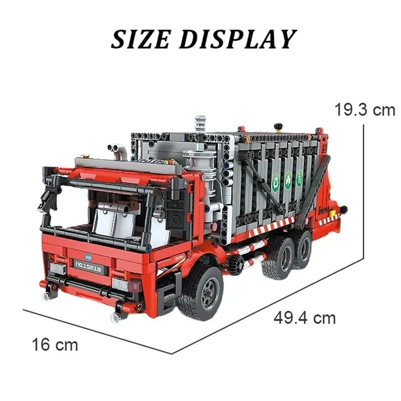 Building Blocks Tech RC APP City Garbage Truck Bricks Toy MOC 15019 - 7
