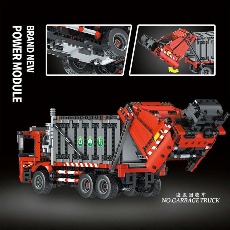 Building Blocks Tech RC APP City Garbage Truck Bricks Toy MOC 15019 - 5