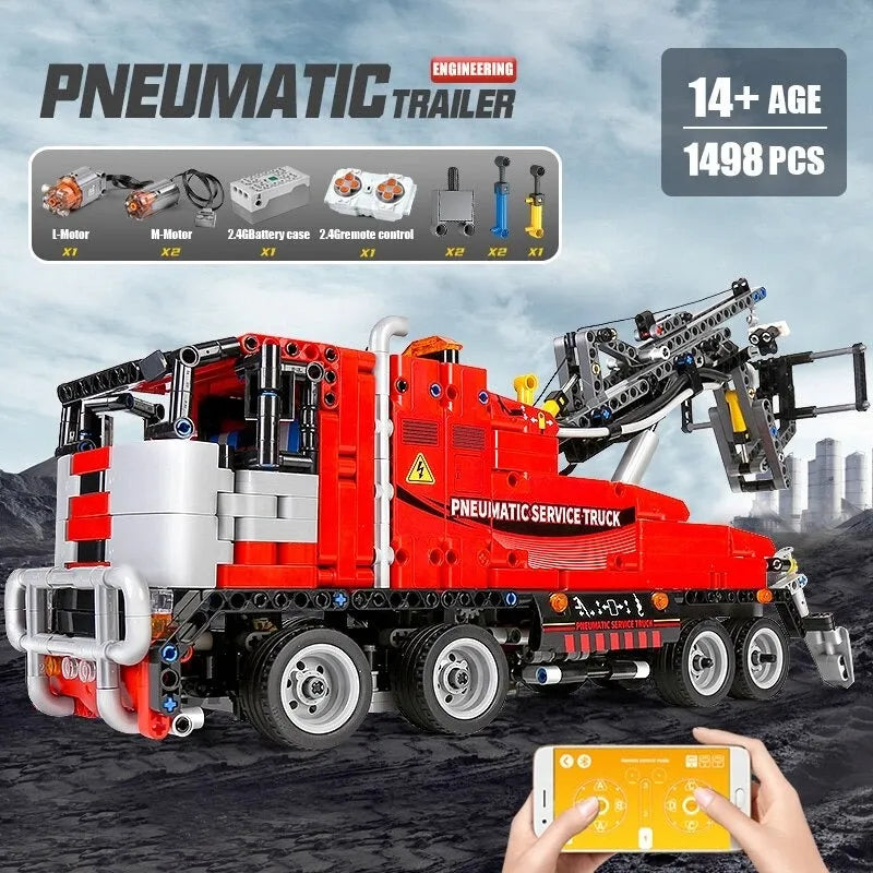 Building Blocks Tech RC APP Pneumatic City Service Truck Bricks Toy 19001 - 10