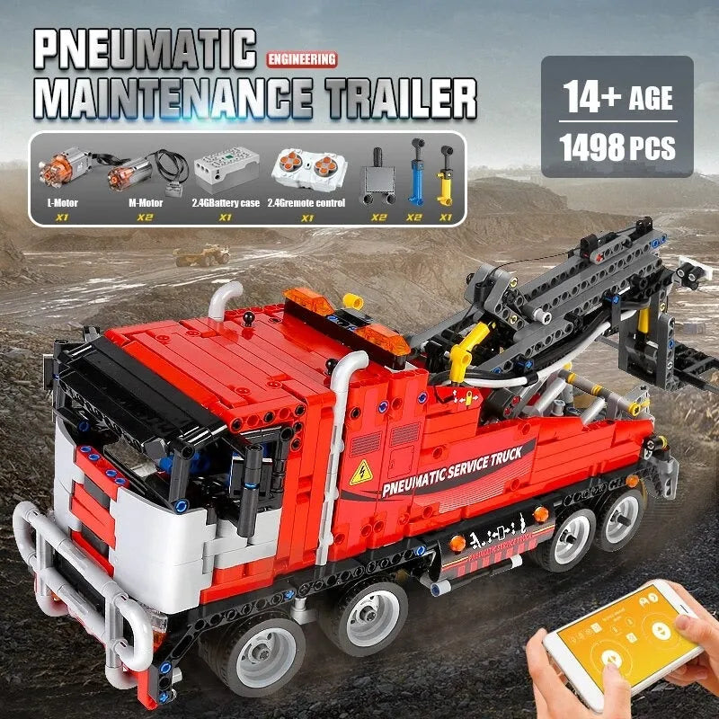 Building Blocks Tech RC APP Pneumatic City Service Truck Bricks Toy 19001 - 6