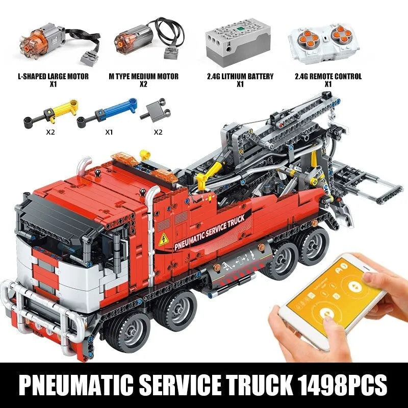 Building Blocks Tech RC APP Pneumatic City Service Truck Bricks Toy 19001 - 11