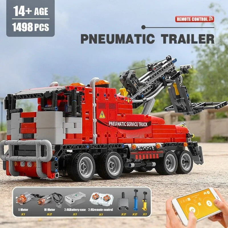 Building Blocks Tech RC APP Pneumatic City Service Truck Bricks Toy 19001 - 8