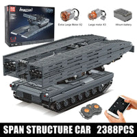 Thumbnail for Building Blocks Tech RC Motorized Armored Bridge Layer Structure Car Bricks Toy Construction Set Toys - 1