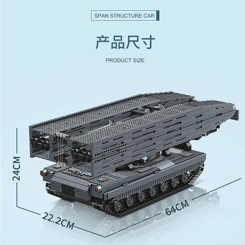 Building Blocks Tech RC Motorized Armored Bridge Layer Structure Car Bricks Toy Construction Set Toys - 19