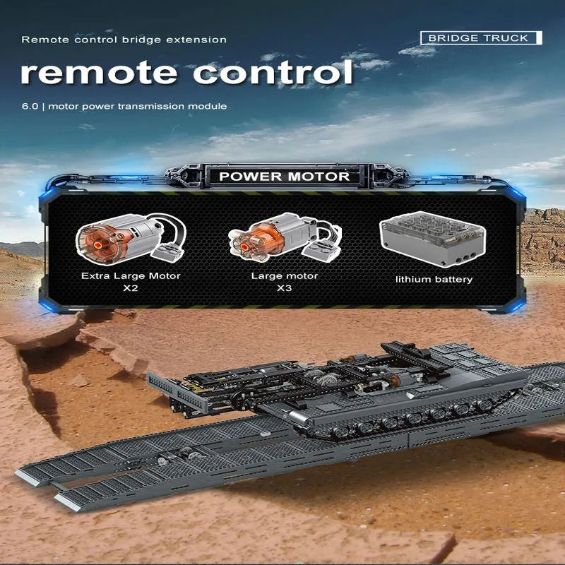 Building Blocks Tech RC Motorized Armored Bridge Layer Structure Car Bricks Toy Construction Set Toys - 4