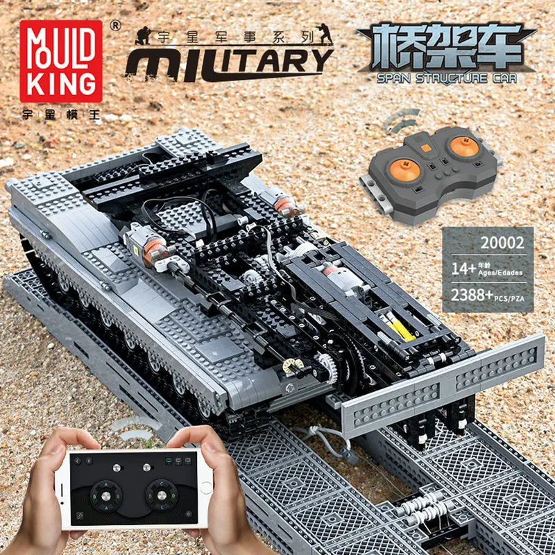 Building Blocks Tech RC Motorized Armored Bridge Layer Structure Car Bricks Toy Construction Set Toys - 3