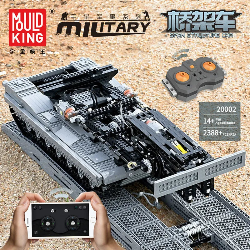 Building Blocks Tech RC Motorized Armored Bridge Layer Structure Car Bricks Toy - 3