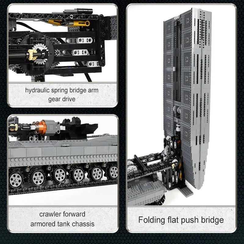 Building Blocks Tech RC Motorized Armored Bridge Layer Structure Car Bricks Toy Construction Set Toys - 9