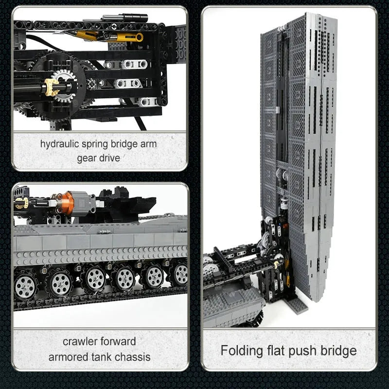 Building Blocks Tech RC Motorized Armored Bridge Layer Structure Car Bricks Toy - 9
