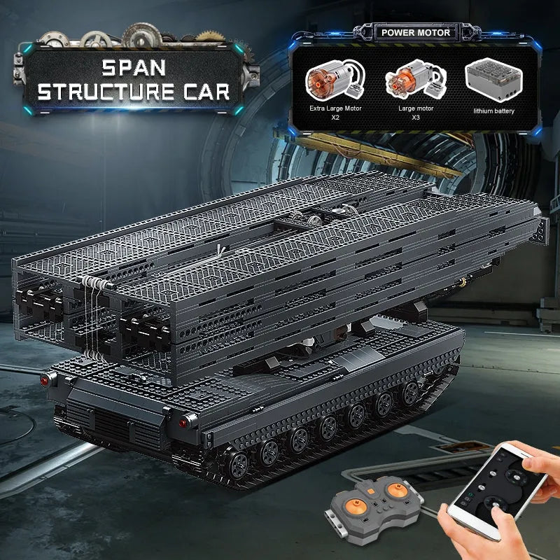 Building Blocks Tech RC Motorized Armored Bridge Layer Structure Car Bricks Toy Construction Set Toys - 13