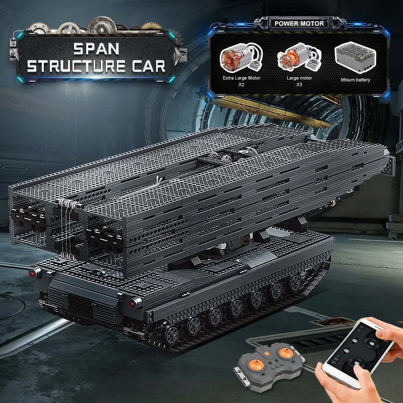 Building Blocks Tech RC Motorized Armored Bridge Layer Structure Car Bricks Toy - 13