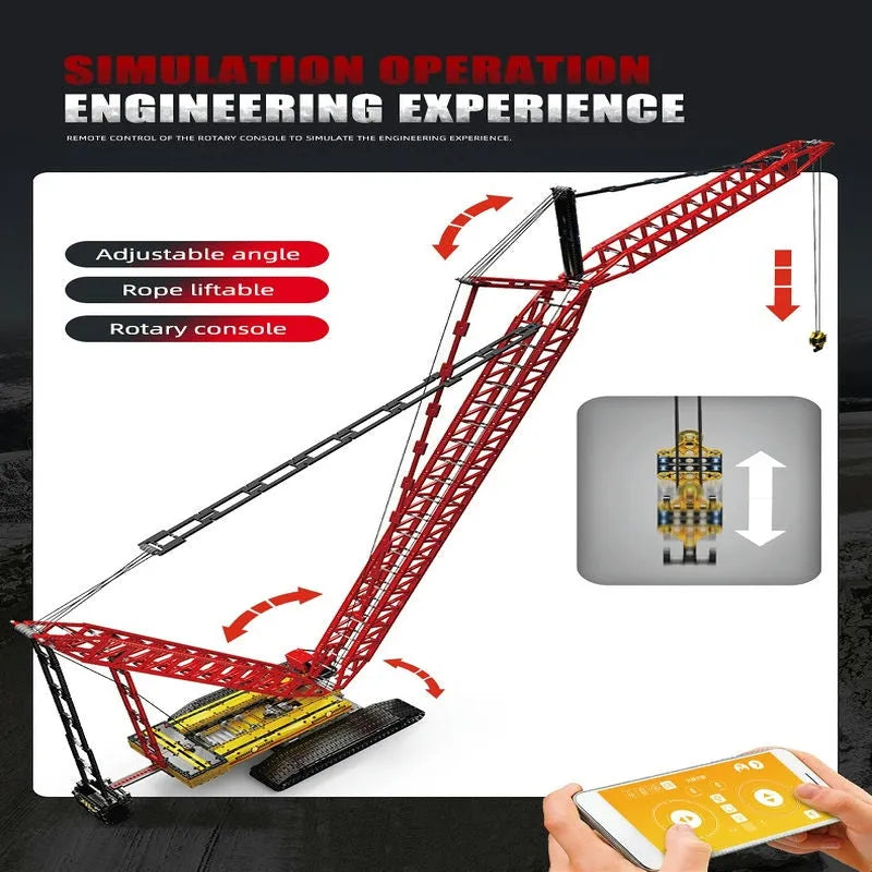 Building Blocks Technical MOC RC APP City Crawler Crane Bricks Toy 17015 - 10
