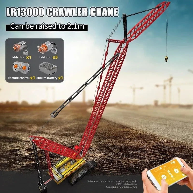 Building Blocks Technical MOC RC APP City Crawler Crane Bricks Toy 17015 - 5