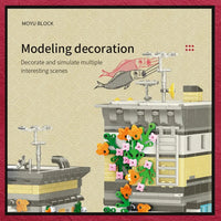 Thumbnail for Building Blocks Building Blocks City Street MOC Sushi Bar House Bricks Toys Construction Set Toys - 4
