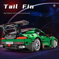 Thumbnail for Building Blocks MOC 88302 Ares Green Racing Sports Car Bricks Toys - 3